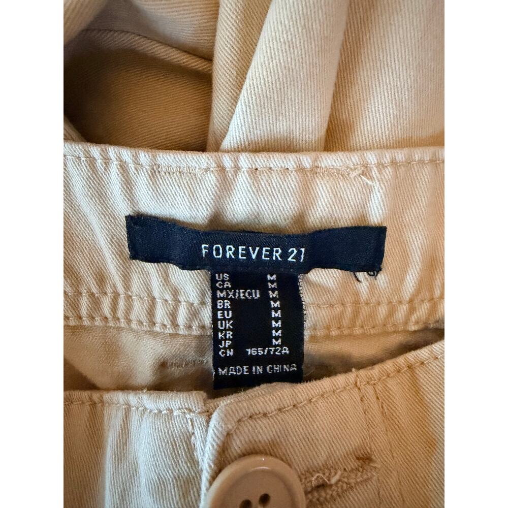 Forever 21 100% Cotton Cargo Joggers EUC Tan M - Picture 3 of 5